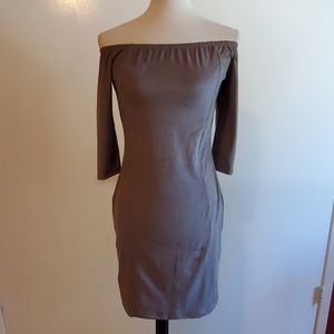 NWT Crece Gray Vegan Suede Off-the-shoulder Dress